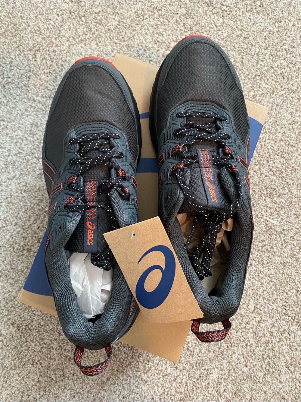 NWT ASICS Men's Graphite Grey with Orange Trim Athletic Running Shoes